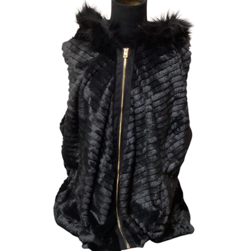 Marc New York Black Faux Fur Vest